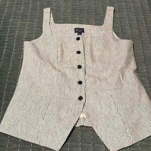 Pinstripe button down shirt/ vest